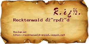 Recktenwald Árpád névjegykártya